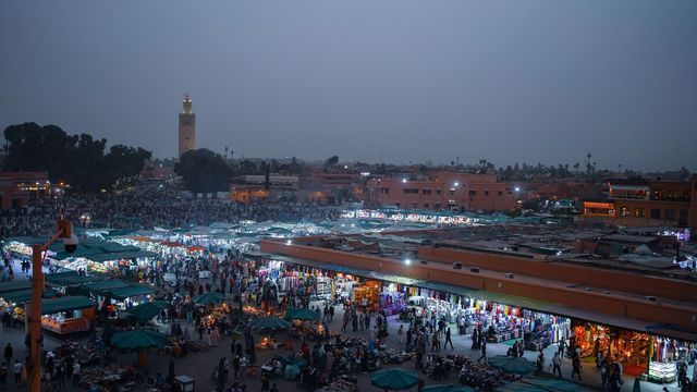 Marrakech en fin de journée, vue d'ensemble de la ville